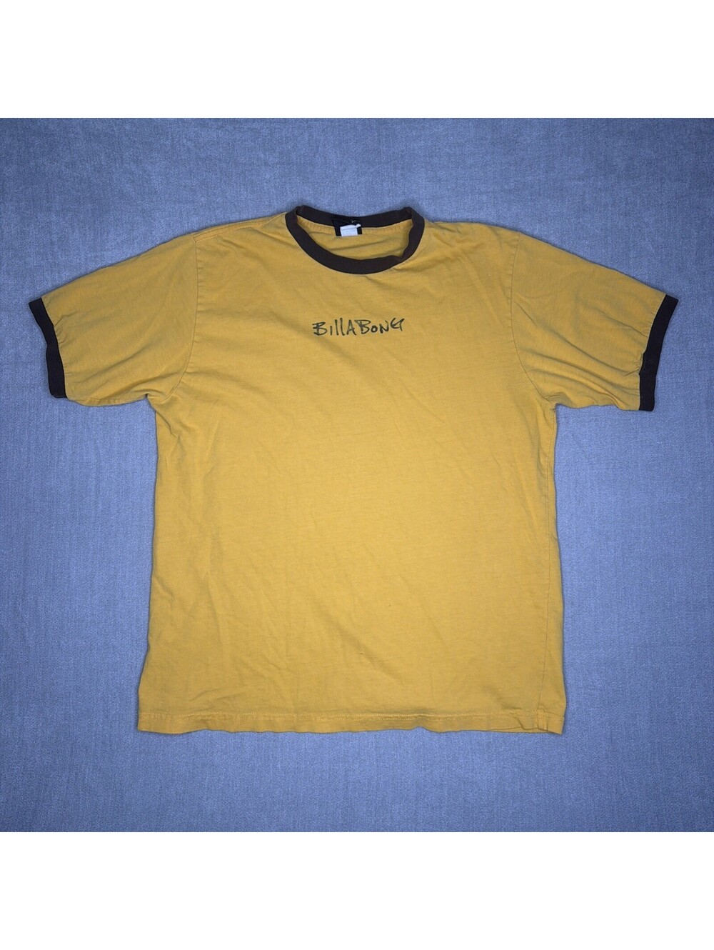 Vintage Billabong Spell Out Surfing Y2K Yellow Brown Ringer L?